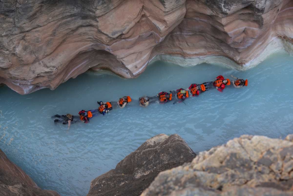 Wall Art Painting id:128378, Name: AZ, Grand Canyon, Students float on Havasu Creek, Artist: Grall, Don