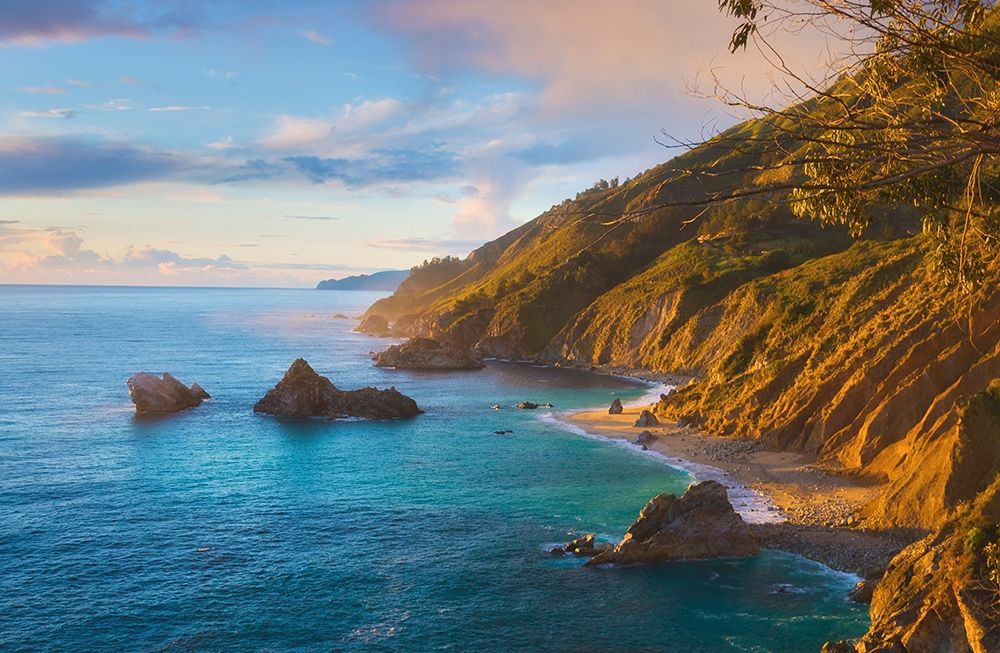 Wall Art Painting id:404860, Name: Coastal Cliffs at Sunset-Julia Pfeiffer Burns State Park-Big Sur-California-USA, Artist: Miller, Anna