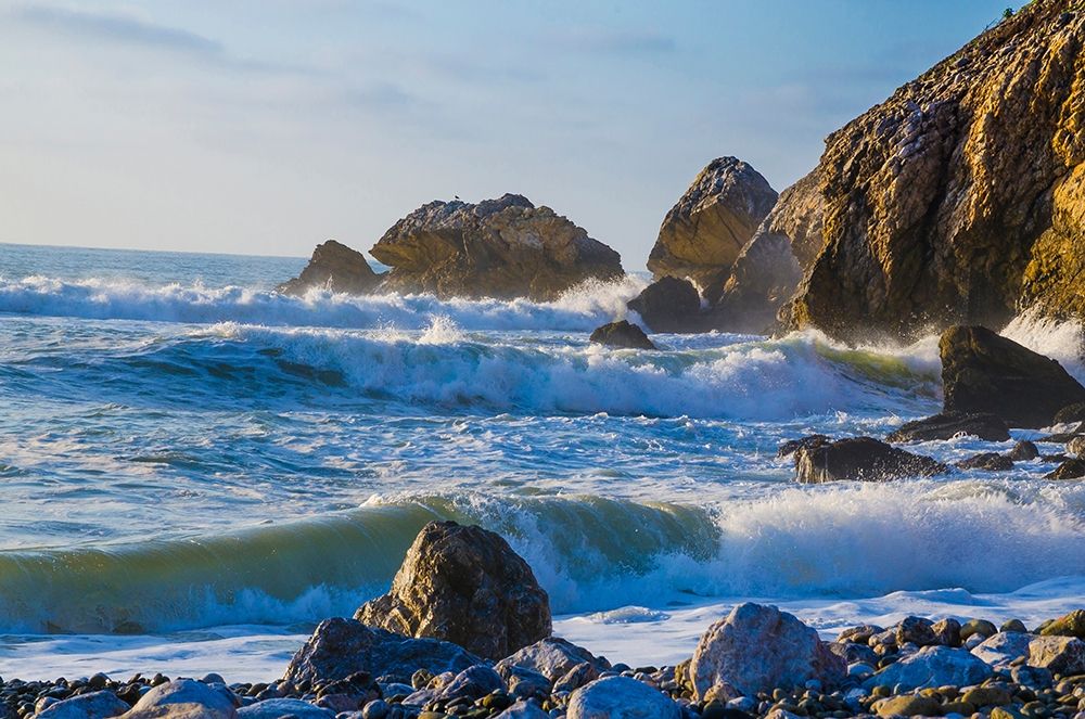 Wall Art Painting id:404869, Name: Large Waves on Rockaway Beach-Pacifica-California-USA, Artist: Miller, Anna