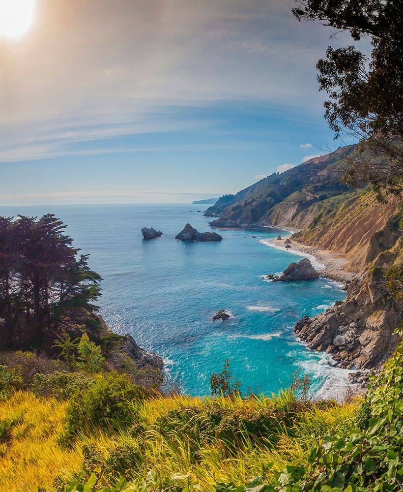 Wall Art Painting id:404912, Name: Coastal Cliffs at Sunset-Julia Pfeiffer Burns State Park-Big Sur-California-USA, Artist: Miller, Anna