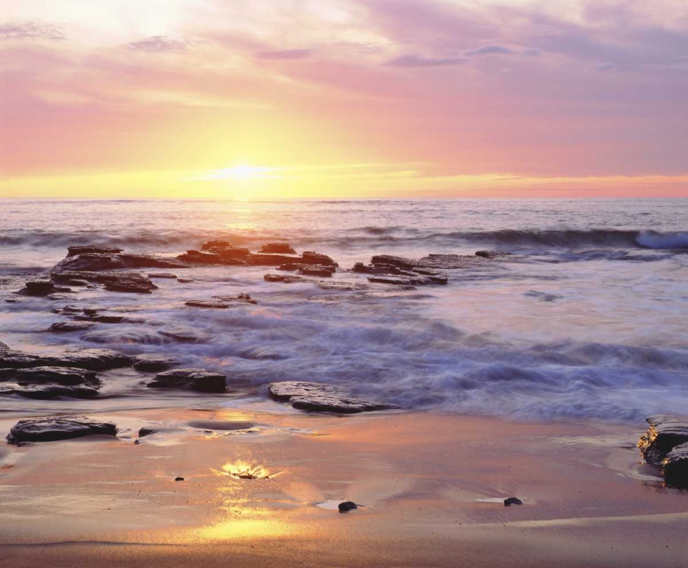 Wall Art Painting id:134920, Name: CA, San Diego Sunset Cliffs beach at sunset, Artist: Talbot Frank, Christopher