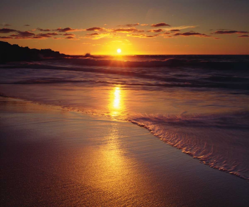 Wall Art Painting id:134921, Name: CA, San Diego, A Beach in La Jolla at Sunset, Artist: Talbot Frank, Christopher