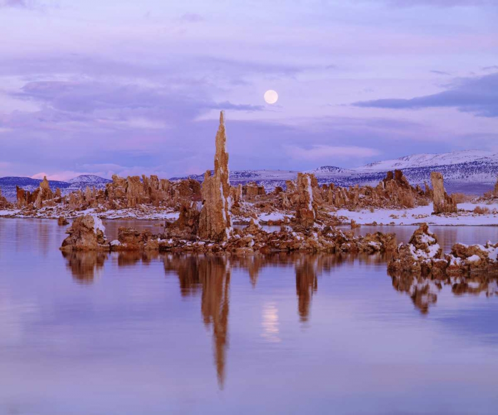 Wall Art Painting id:135388, Name: CA, Sierra Nevada Full Moon over Tufa Formations, Artist: Talbot Frank, Christopher