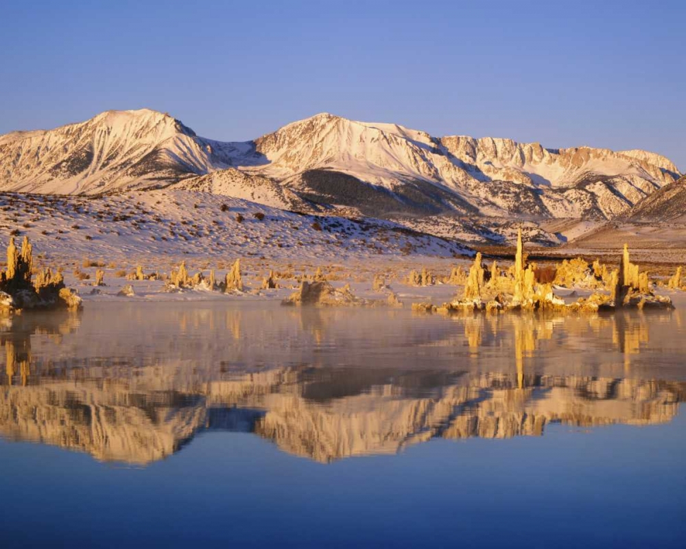 Wall Art Painting id:127922, Name: California Hills and tufas reflect in Mono lake, Artist: Flaherty, Dennis