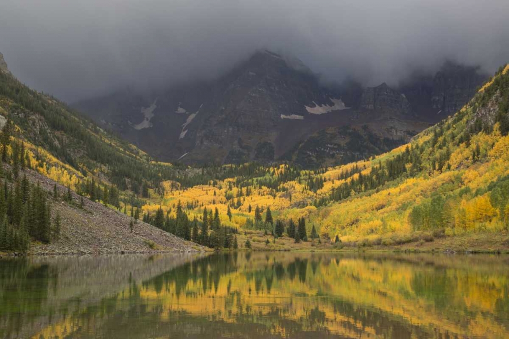 Wall Art Painting id:128181, Name: CO Autumn clouds on Maroon Bells mountains, Artist: Grall, Don