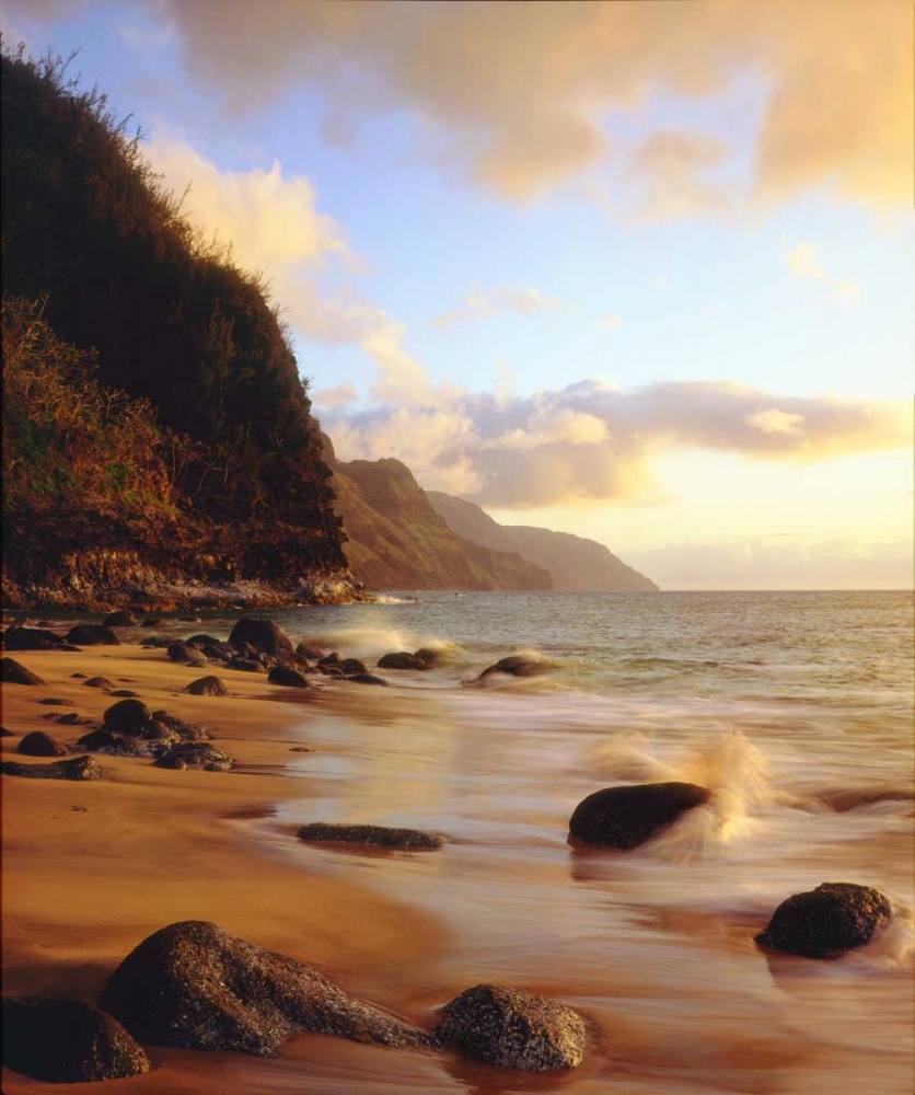 Wall Art Painting id:134786, Name: Hawaii, Kauai Waves on the Na Pali Coast, Artist: Talbot Frank, Christopher