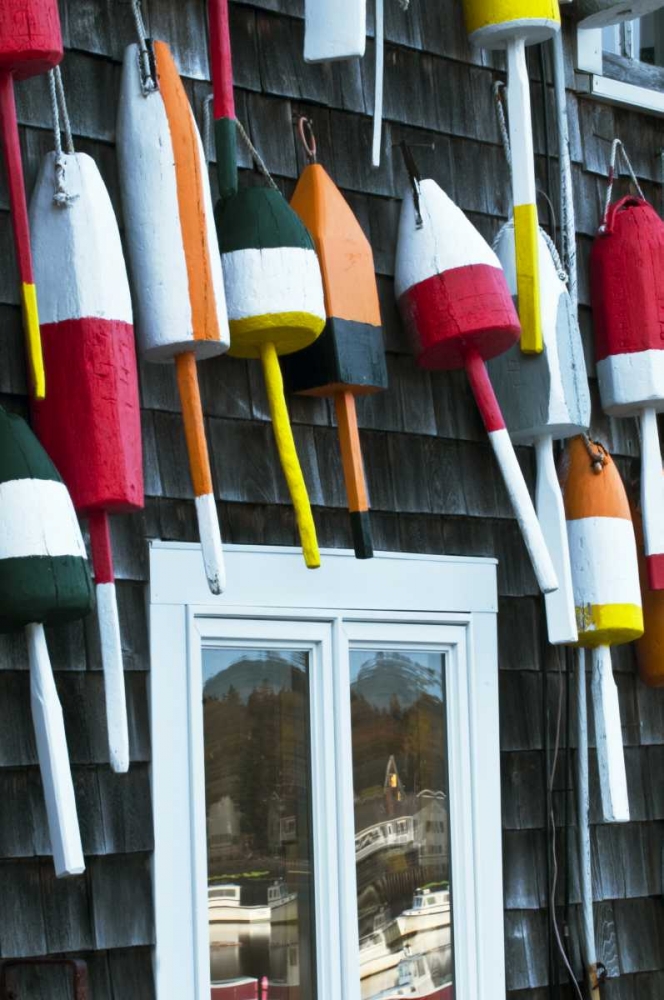 Wall Art Painting id:133800, Name: ME, Mount Desert Hanging buoys and window, Artist: Rotenberg, Nancy