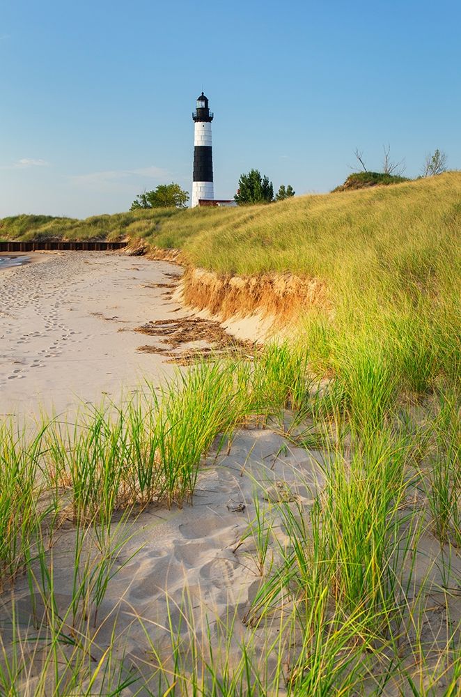 Wall Art Painting id:405620, Name: Big Sable Point Lighthouse on the eastern shore of Lake-Michigan Ludington State Park-Michigan, Artist: Majchrowicz, Alan