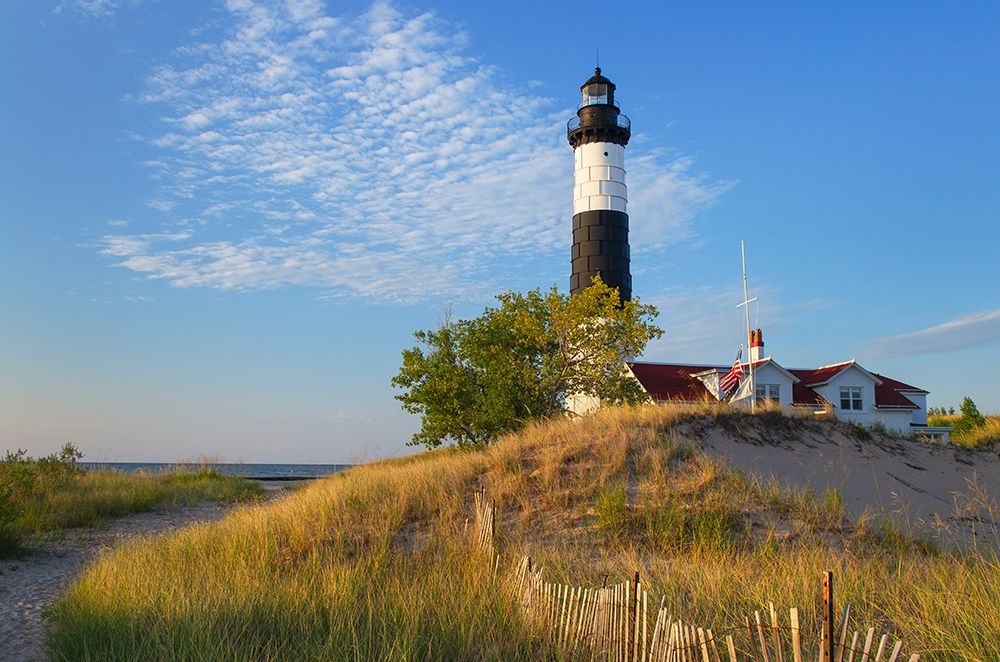 Wall Art Painting id:405622, Name: Big Sable Point Lighthouse on the eastern shore of Lake-Michigan Ludington State Park-Michigan, Artist: Majchrowicz, Alan