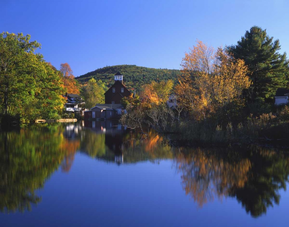 Wall Art Painting id:135625, Name: NH, Ashland Old grist mill reflecting in pond, Artist: Terrill, Steve