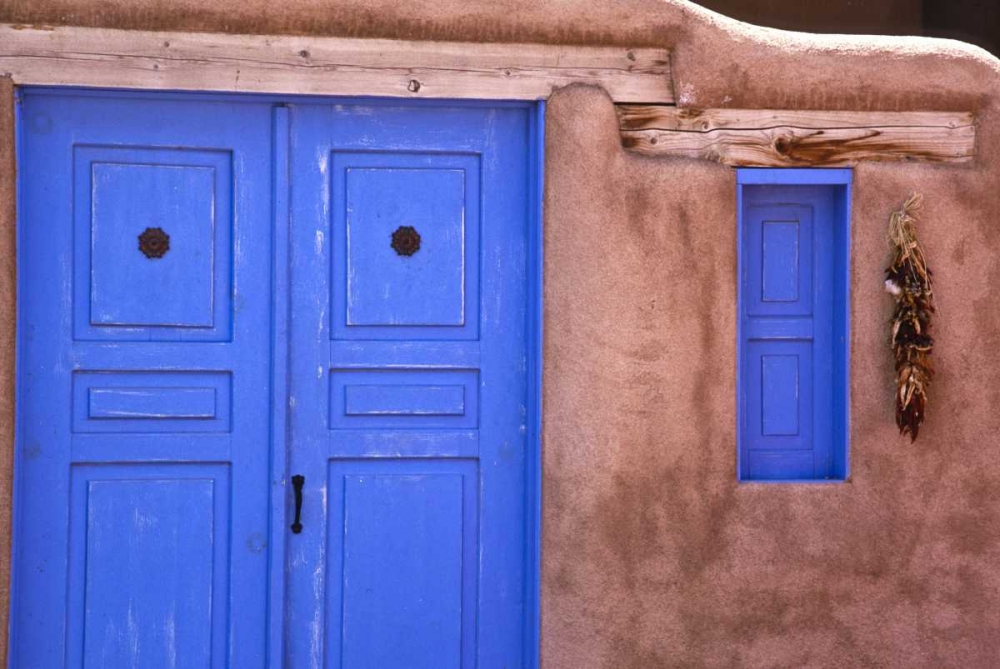 Wall Art Painting id:131429, Name: New Mexico, Santa Fe Blue door and window, Artist: OBrien, Jay