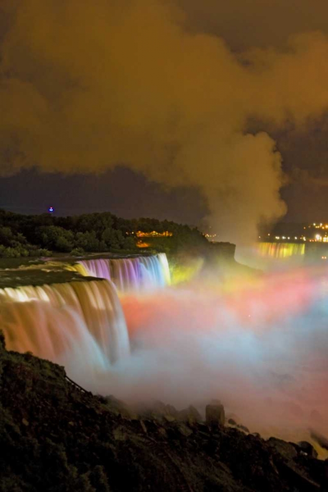 Wall Art Painting id:130964, Name: NY, Niagara Falls Waterfalls and mist at night, Artist: Lord, Fred