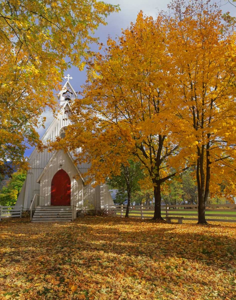 Wall Art Painting id:135658, Name: OR, Cove Ascension Chapel surrounded by autumn, Artist: Terrill, Steve