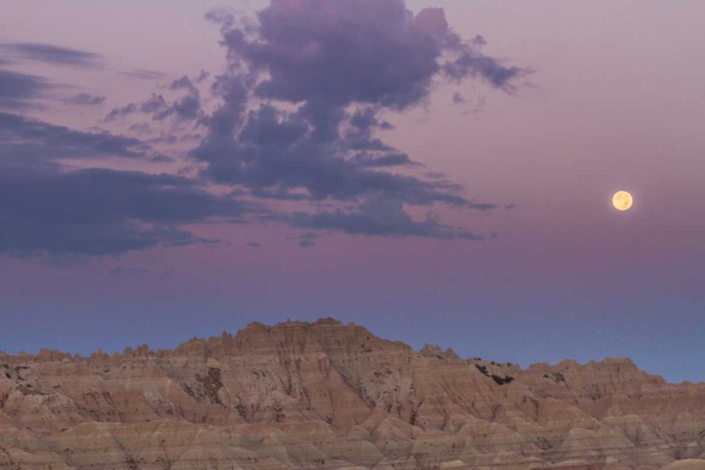 Wall Art Painting id:128810, Name: SD, Badlands NP Sunrise and moonset, Artist: Illg, Cathy and Gordon