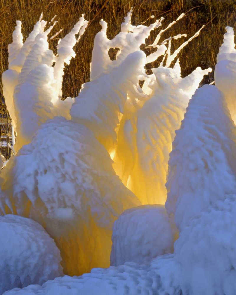 Wall Art Painting id:135485, Name: OR, Columbia Gorge Ice formations glowing, Artist: Terrill, Steve