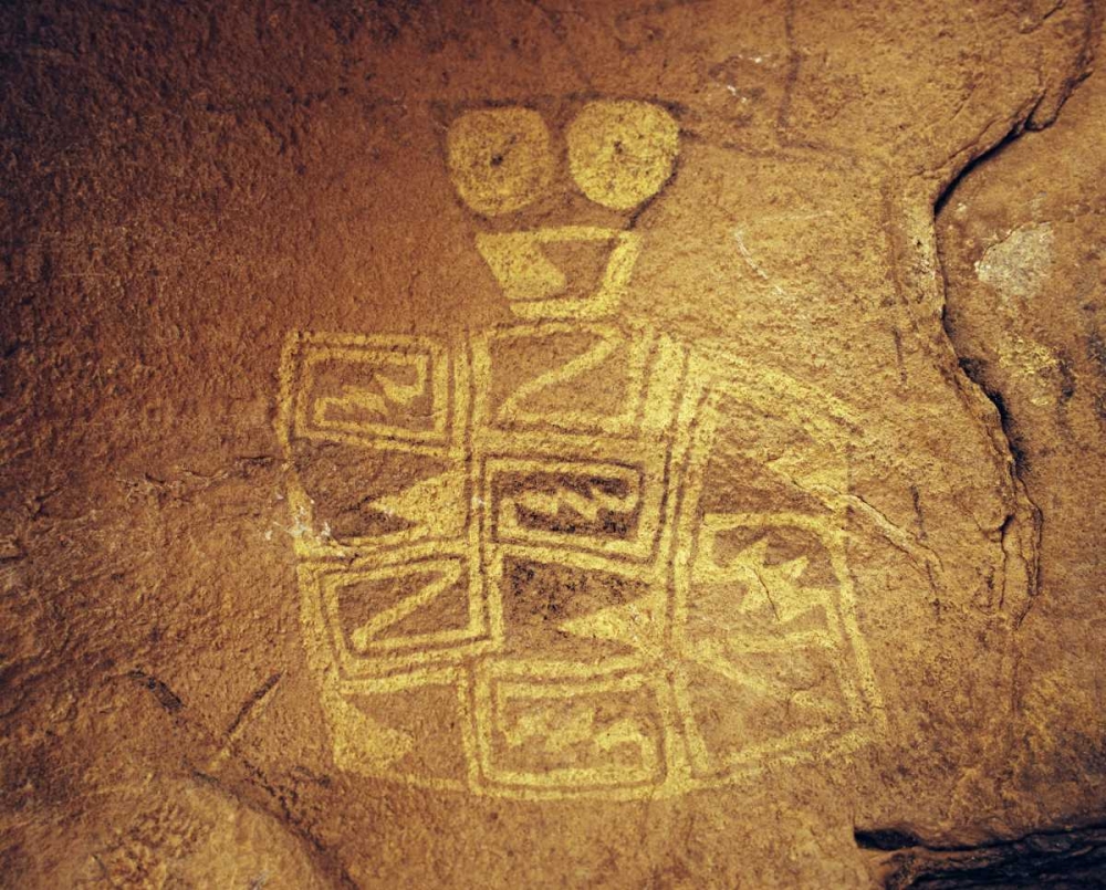 Wall Art Painting id:127442, Name: TX, Hueco Tanks SP A Tlaloc pictograph, Artist: Flaherty, Dennis