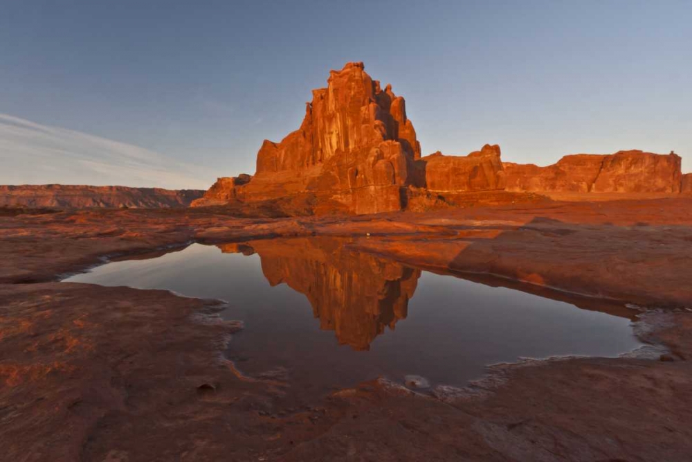 Wall Art Painting id:129746, Name: UT, Arches NP, Rock formation reflect in puddle, Artist: Illg, Cathy and Gordon