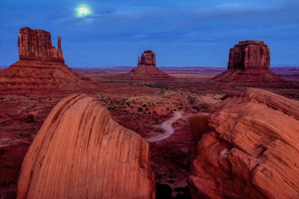 Wall Art Painting id:131395, Name: UT, Monument Valley Moon and landscape, Artist: OBrien, Jay