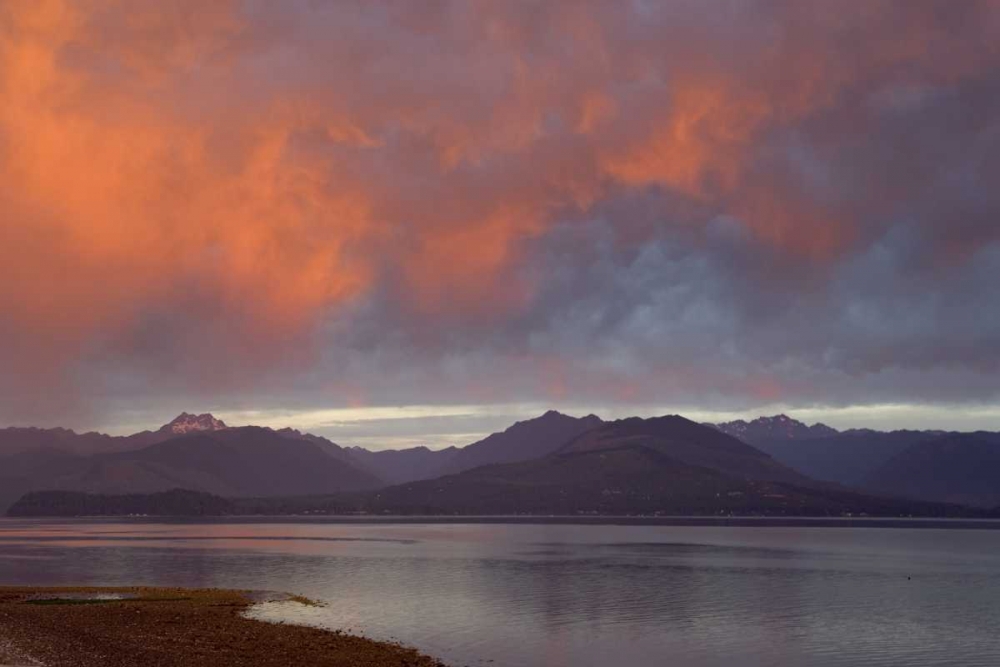 Wall Art Painting id:133230, Name: WA, Seabeck Sunset over Hood Canal and Olympics, Artist: Paulson, Don