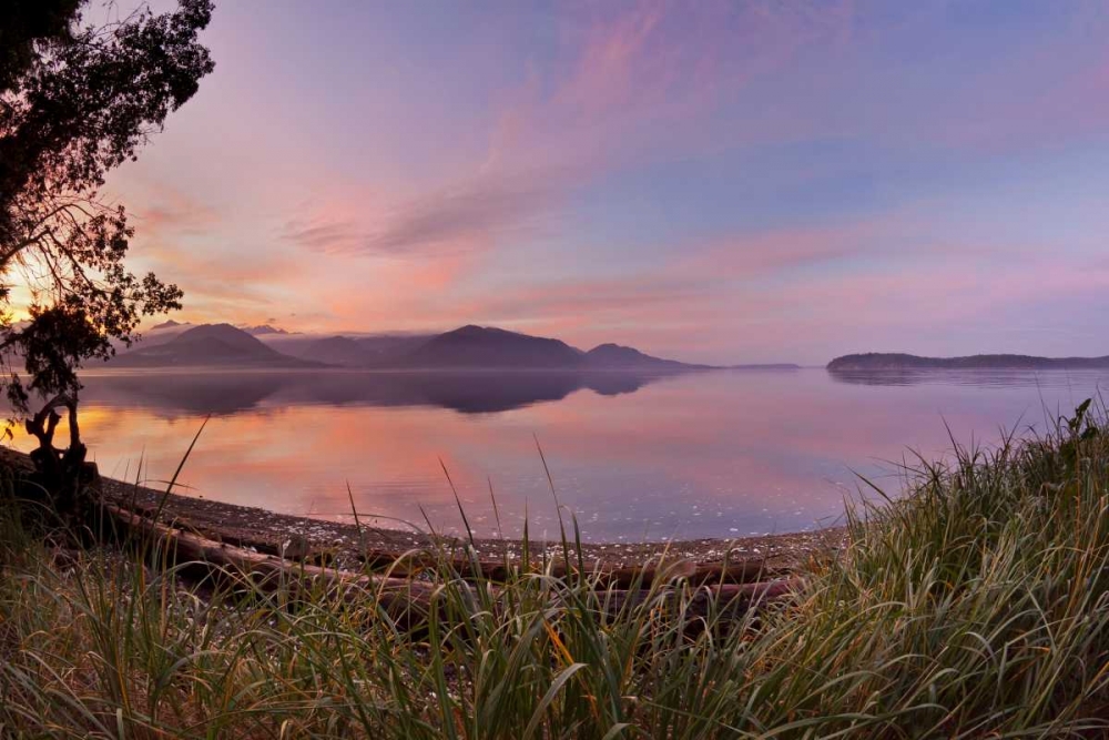 Wall Art Painting id:133368, Name: WA, Seabeck Fisheye view of sunset on Hood Canal, Artist: Paulson, Don