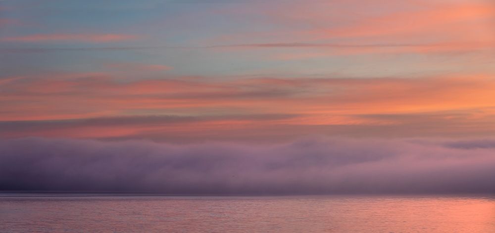 Wall Art Painting id:406362, Name: Washington State-Seabeck Panoramic sunrise over foggy Hood Canal , Artist: Jaynes Gallery