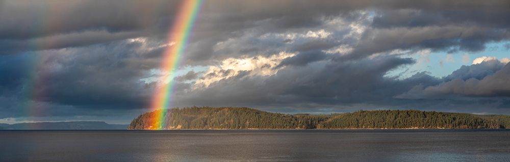 Wall Art Painting id:406369, Name: Washington State-Seabeck Panoramic of rainbow over Hood Canal , Artist: Jaynes Gallery