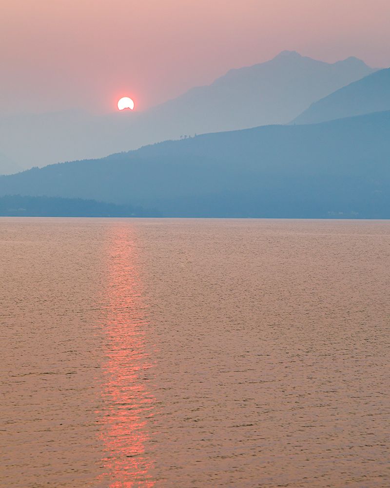 Wall Art Painting id:742475, Name: USA, Washington State, Seabeck. Smoky sunset over Mt. Jupiter and Hood Canal., Artist: Jaynes Gallery