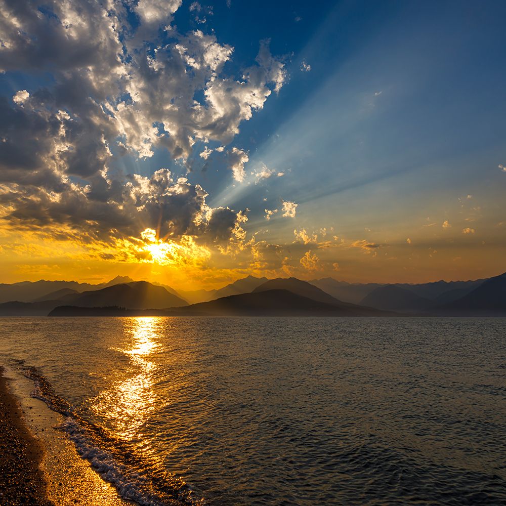 Wall Art Painting id:742481, Name: USA, Washington State, Seabeck. Sunset over Hood Canal and Olympic Mountains., Artist: Jaynes Gallery