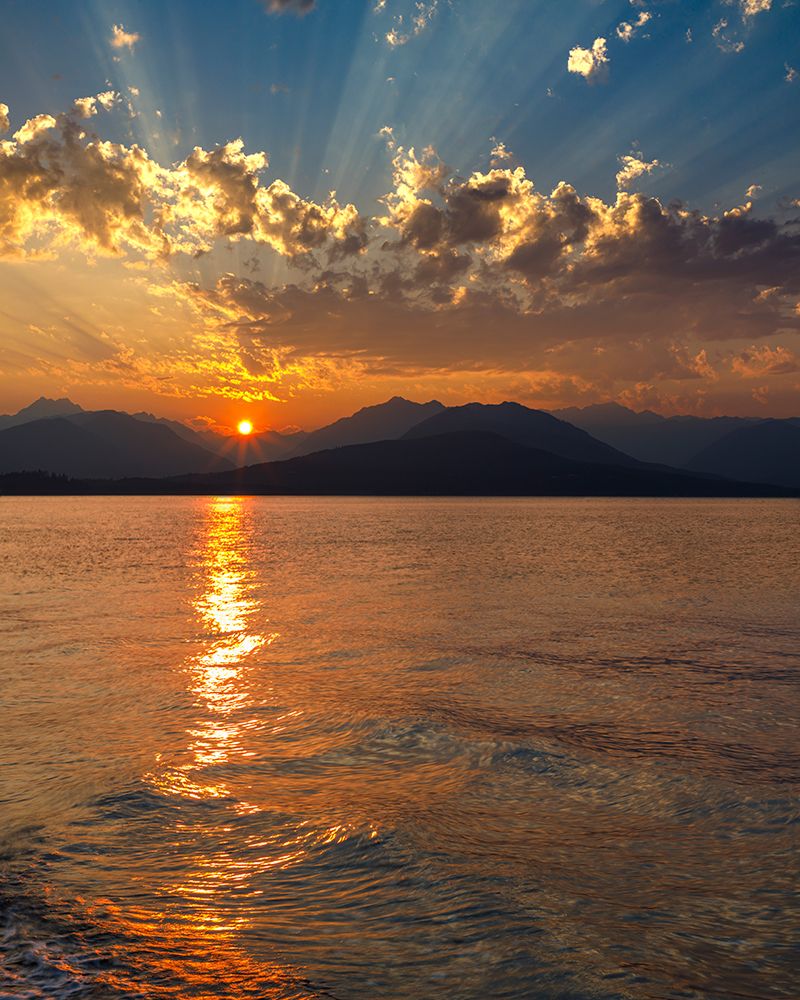 Wall Art Painting id:742483, Name: USA, Washington State, Seabeck. Sunset over Hood Canal and Olympic Mountains., Artist: Jaynes Gallery