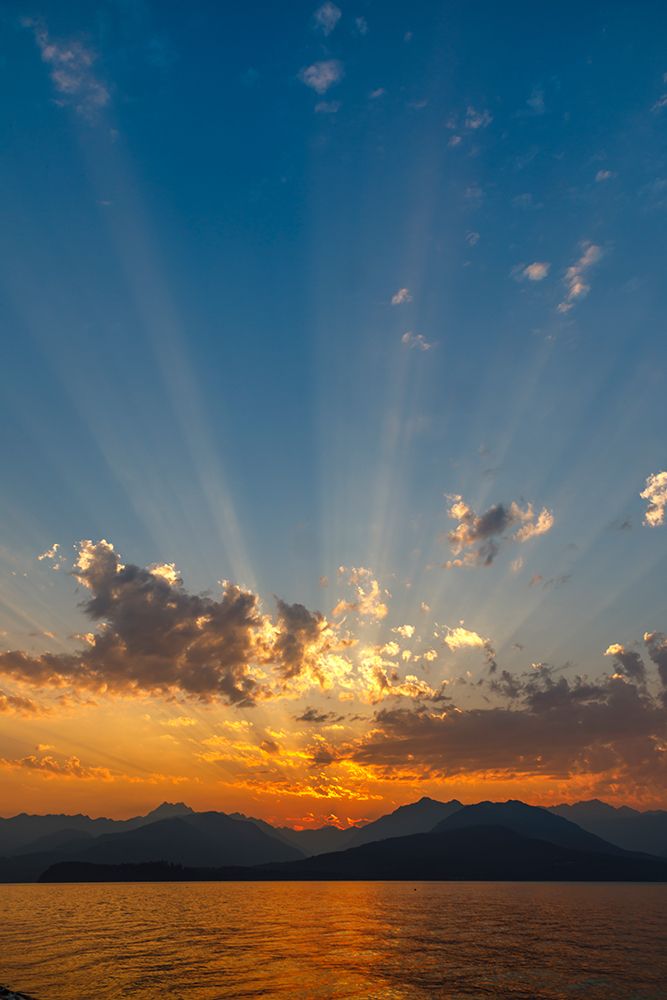 Wall Art Painting id:742484, Name: USA, Washington State, Seabeck. Vivid sunset over Hood Canal and Olympic Mountains., Artist: Jaynes Gallery