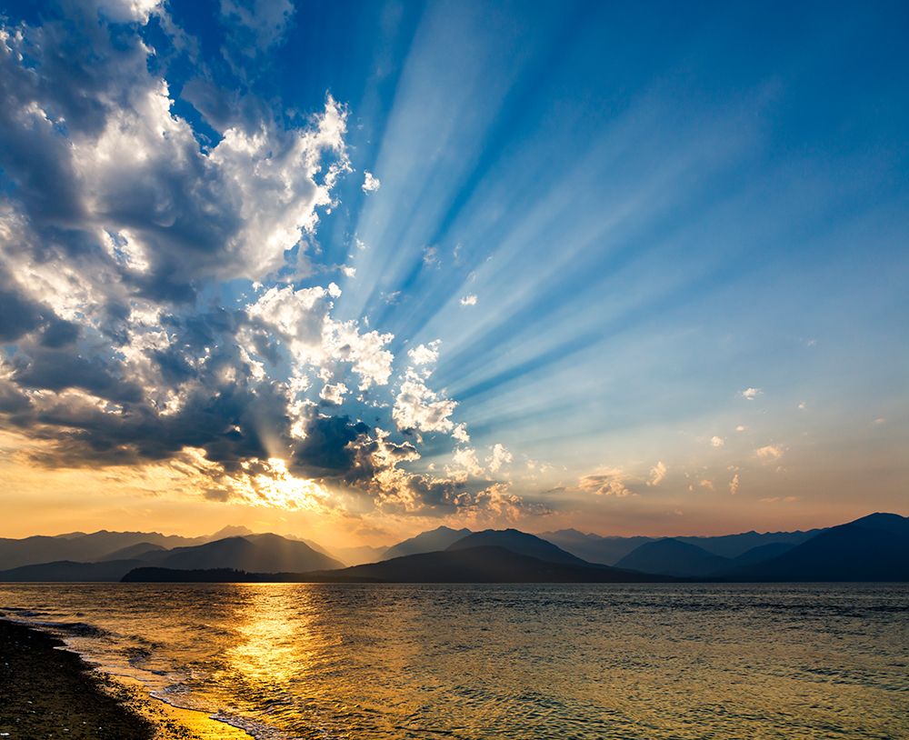 Wall Art Painting id:742485, Name: USA, Washington State, Seabeck. Sunset over Hood Canal and Olympic Mountains., Artist: Jaynes Gallery