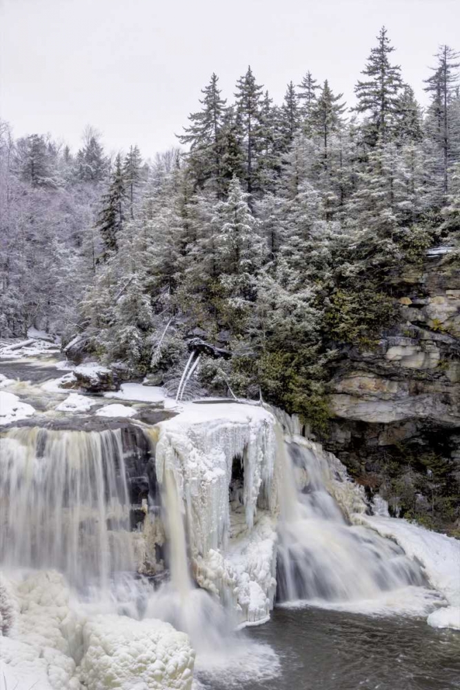 Wall Art Painting id:131459, Name: West Virginia Waterfall in winter landscape, Artist: OBrien, Jay
