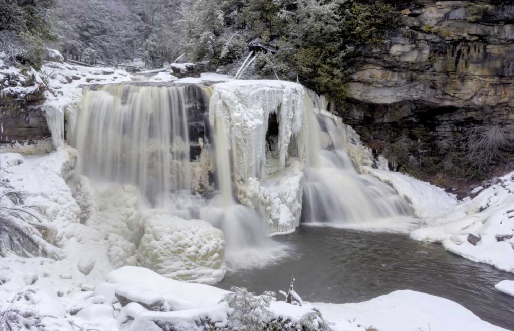 Wall Art Painting id:131461, Name: West Virginia Waterfall in winter landscape, Artist: OBrien, Jay