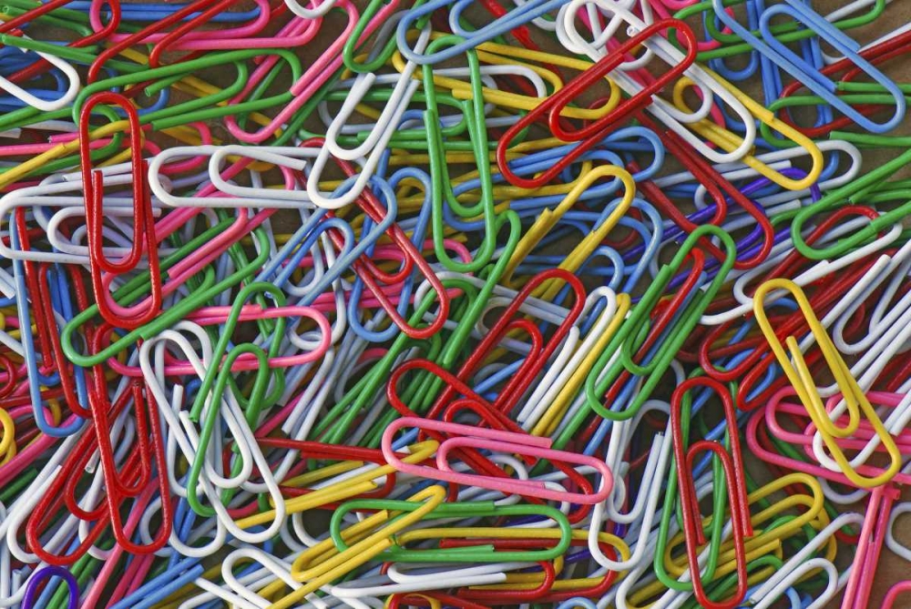 Wall Art Painting id:135501, Name: USA, Assortment of multicolored paper clips, Artist: Terrill, Steve