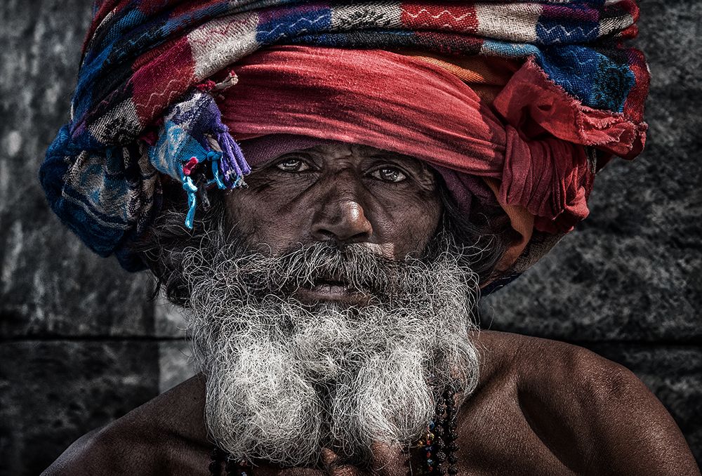 Wall Art Painting id:468668, Name: Man At The Pashupatinath Temple - Kathmandu, Artist: Inazio Kuesta, Joxe