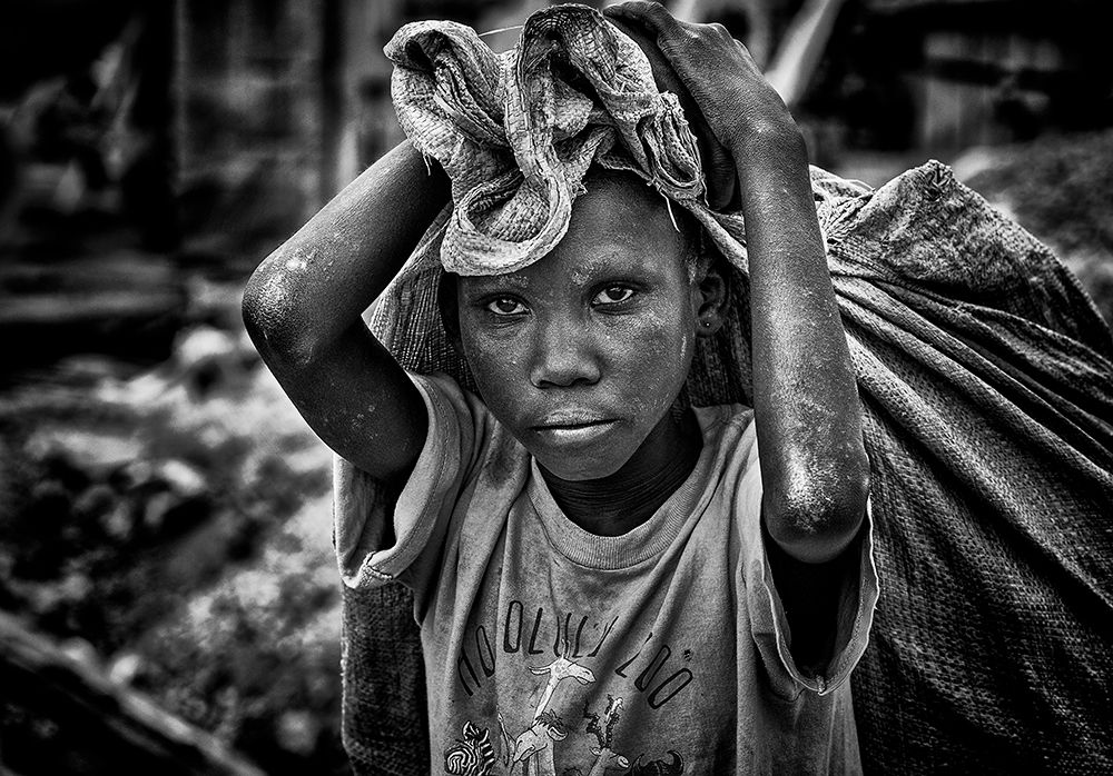 Wall Art Painting id:507947, Name: Child Working On Construction In The Streets Of Juba - South Sudan, Artist: Inazio Kuesta, Joxe