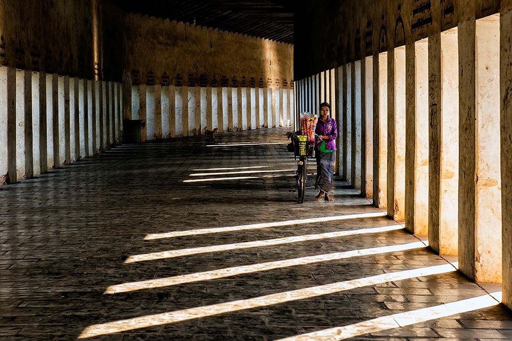 Wall Art Painting id:509650, Name: Woman With Bike, Artist: Golani, Aharon