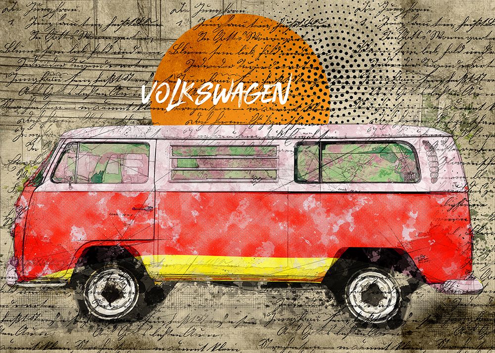 Wall Art Painting id:542805, Name: Volkswagen vw combi red, Artist: Lembayung Senja Studio