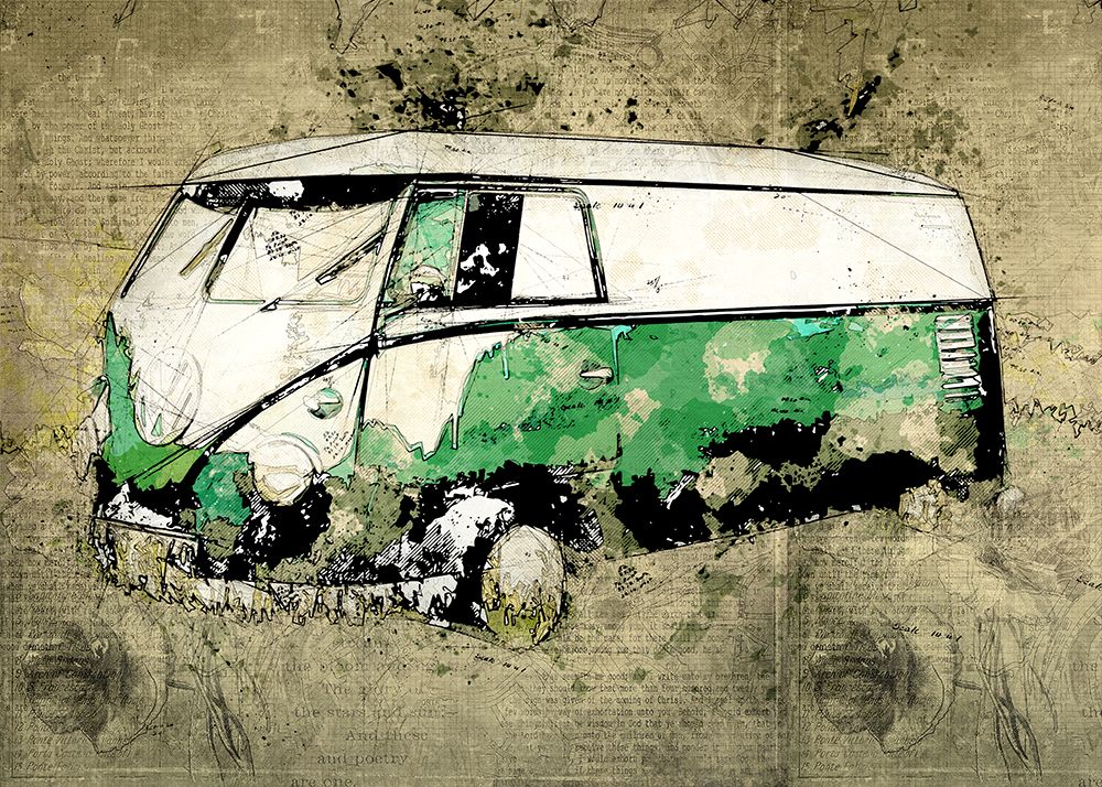 Wall Art Painting id:564509, Name: Volkswagen vw combi green, Artist: Lembayung Senja Studio