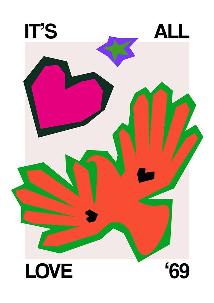 Wall Art Painting id:565485, Name: Its All Love 69 Bird Orange, Artist: Collett, Frances