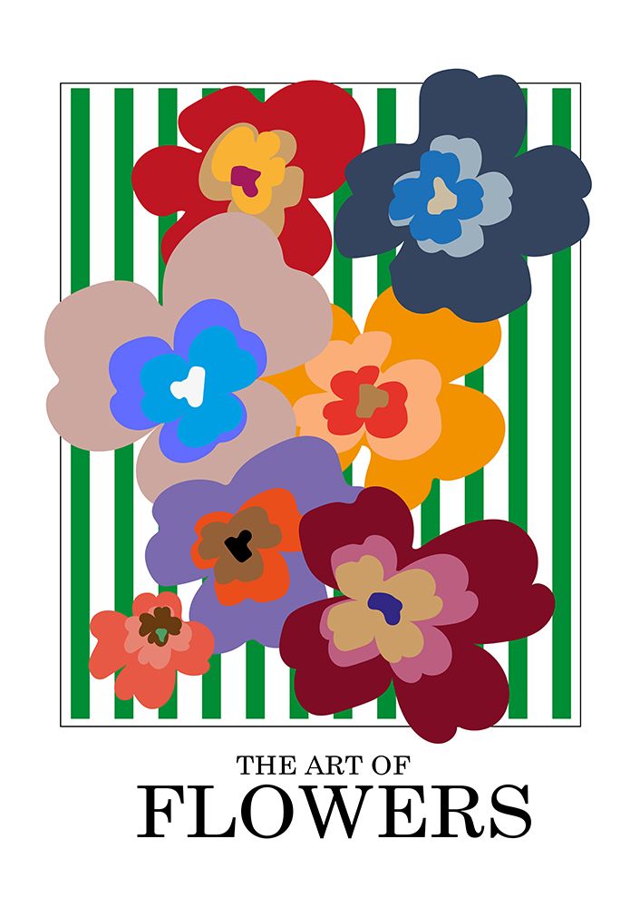 Wall Art Painting id:549085, Name: The Art Of Flowers Green Stripe, Artist: Collett, Frances