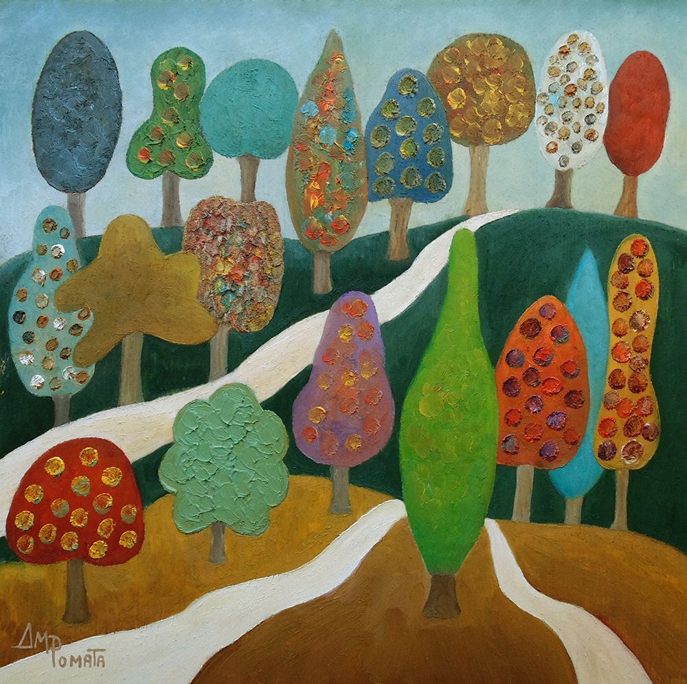 Wall Art Painting id:594109, Name: Bountiful Trees, Artist: Pomata, Angeles M.