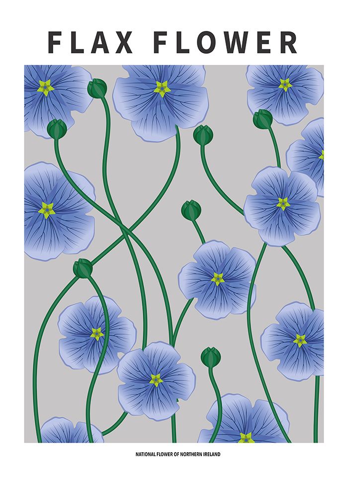 Wall Art Painting id:669581, Name: Flax flower - National flower of Ireland, Artist: Paperago