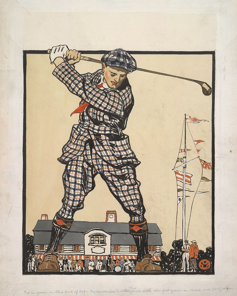 Wall Art Painting id:710083, Name: Man Swinging Golf Club (1915), Artist: Penfield, Edward