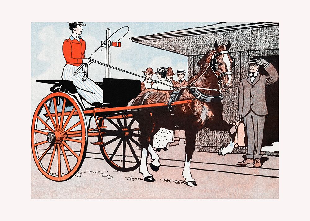 Wall Art Painting id:710094, Name: Woman In a Horse Carriage (ca. 1890a1907), Artist: Penfield, Edward