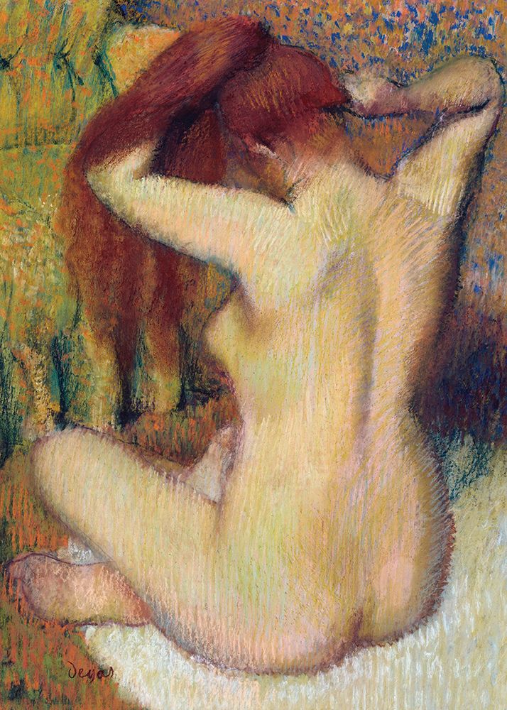 Wall Art Painting id:712182, Name: Woman Combing Her Hair, Artist: Degas, Edgar