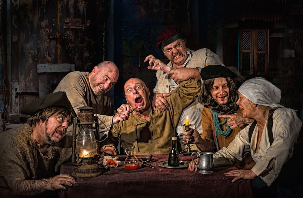 Wall Art Painting id:470694, Name: The Dentist - Homage To Caravaggio, Artist: Galon Ma, Derek