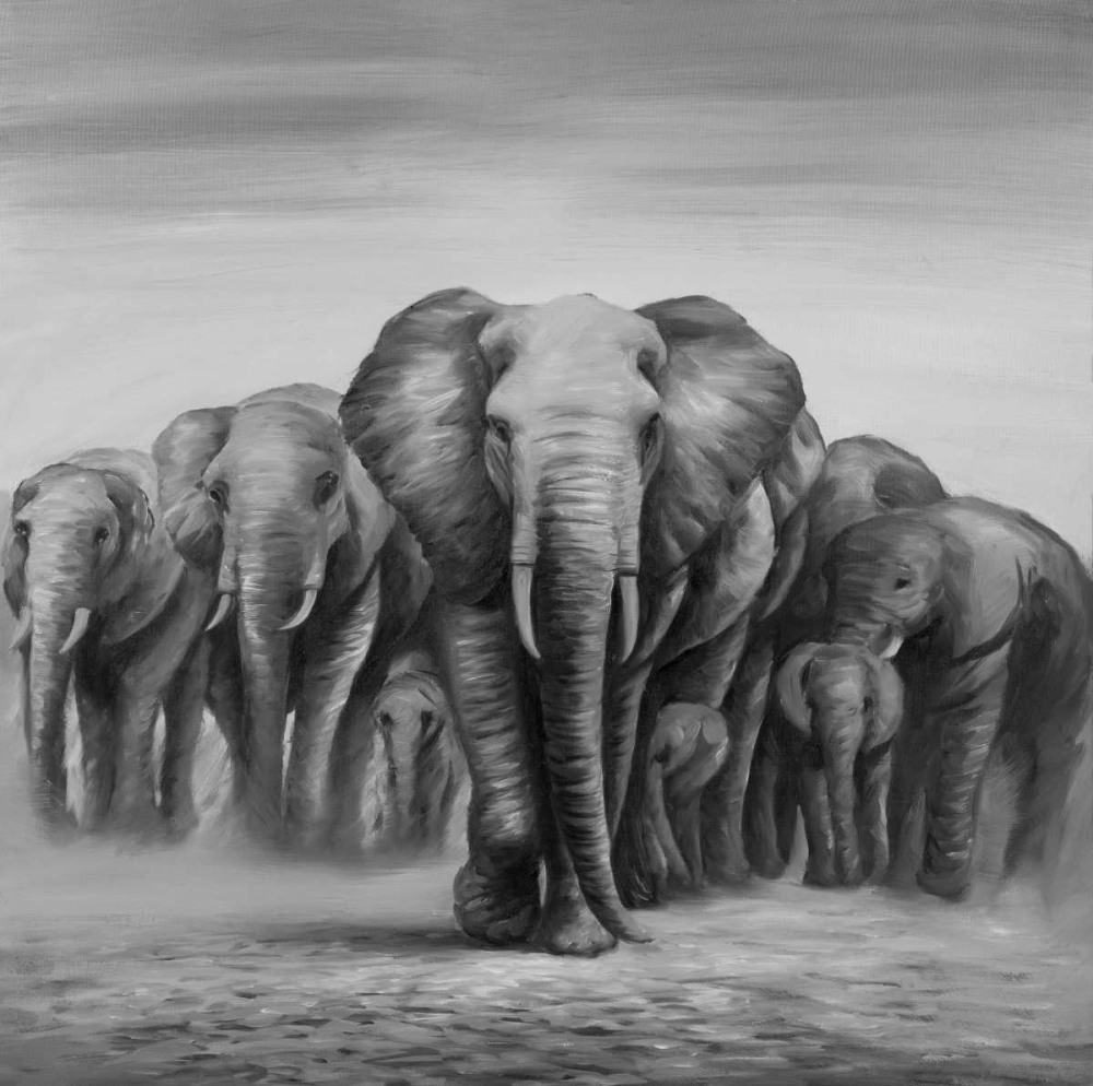Wall Art Painting id:150849, Name: Herd Elephants, Artist: Atelier B Art Studio