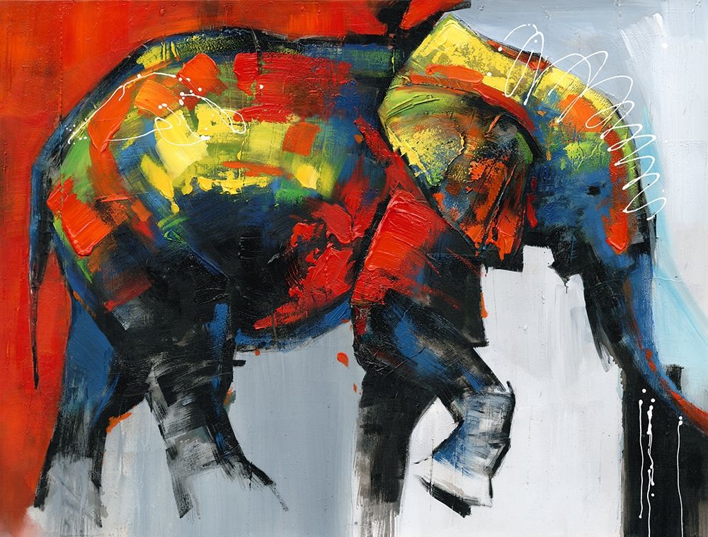 Wall Art Painting id:275915, Name: ABSTRACT AND COLORFUL ELEPHANT IN MOTION, Artist: Atelier B Art Studio