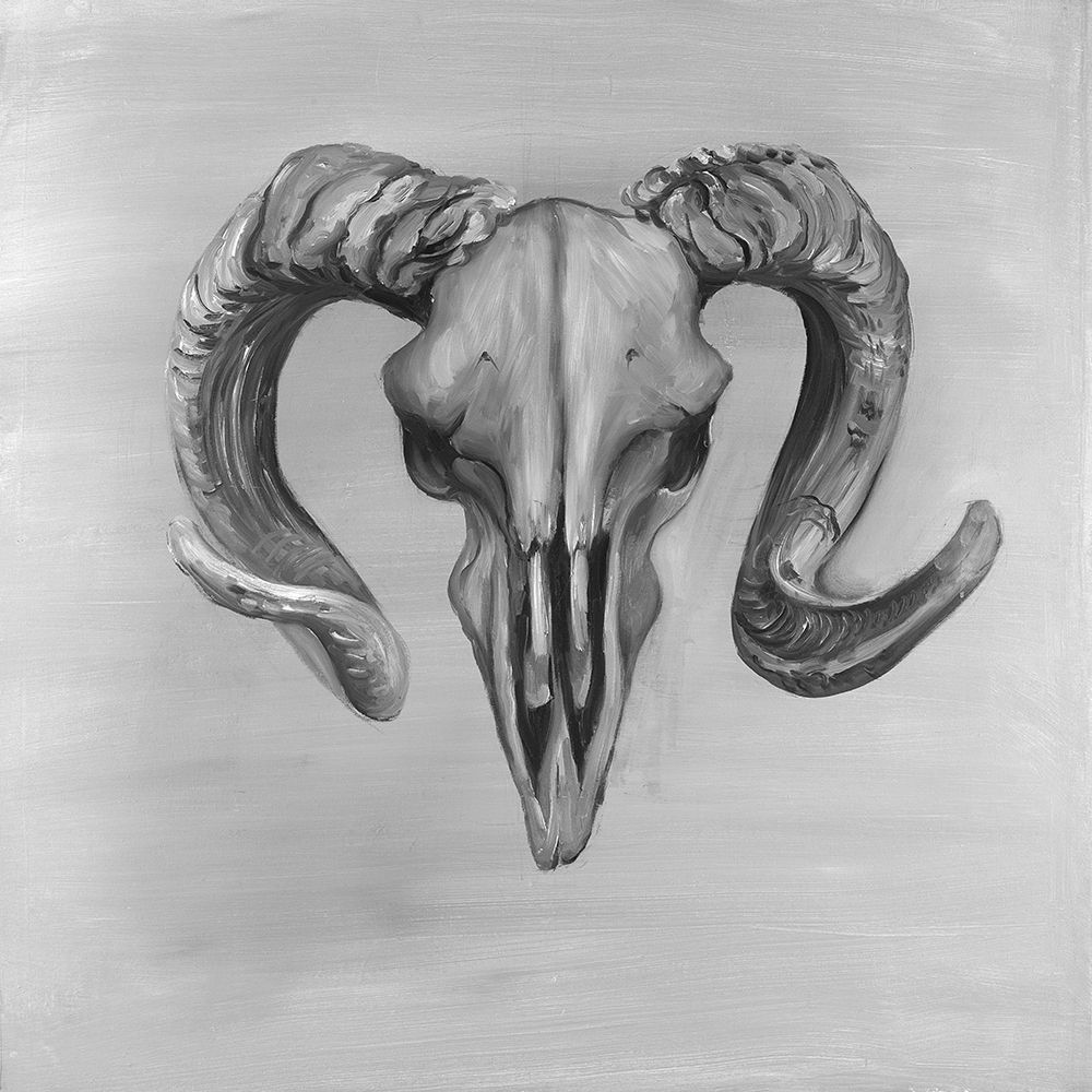 Wall Art Painting id:193968, Name: Grayscale Aries Skull, Artist: Atelier B Art Studio